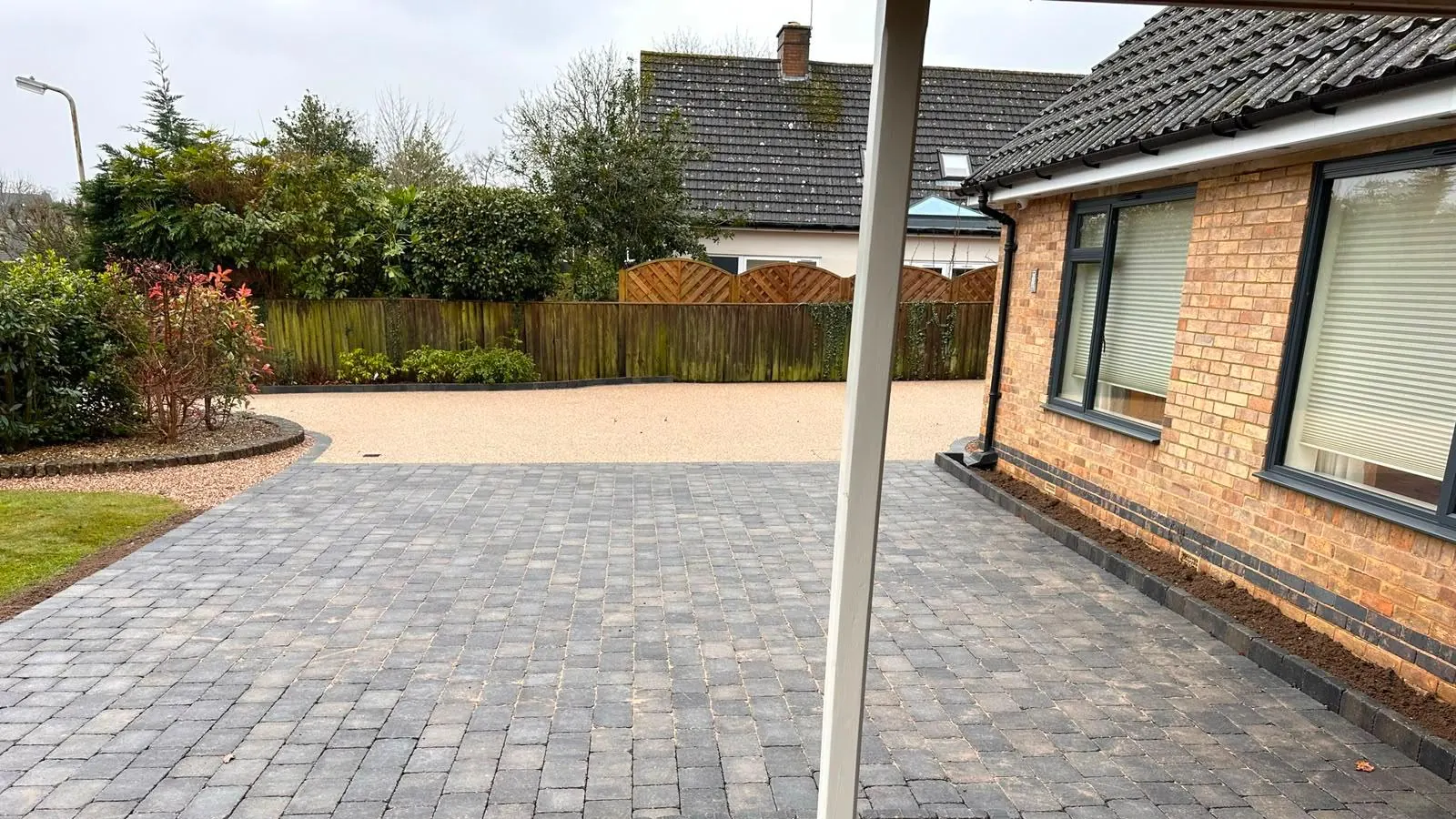A newly laid driveway completed by Holmes Landscapes